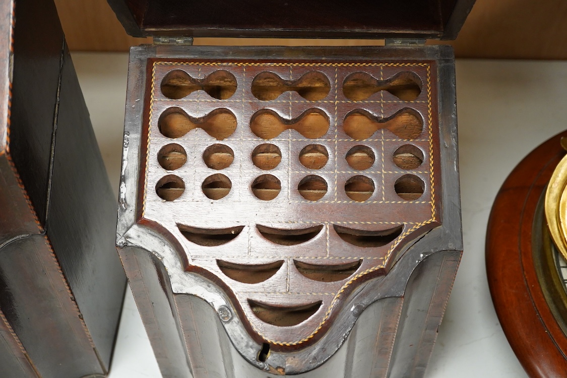 A pair of George III mahogany knife boxes, one with original interior, 34.5cm